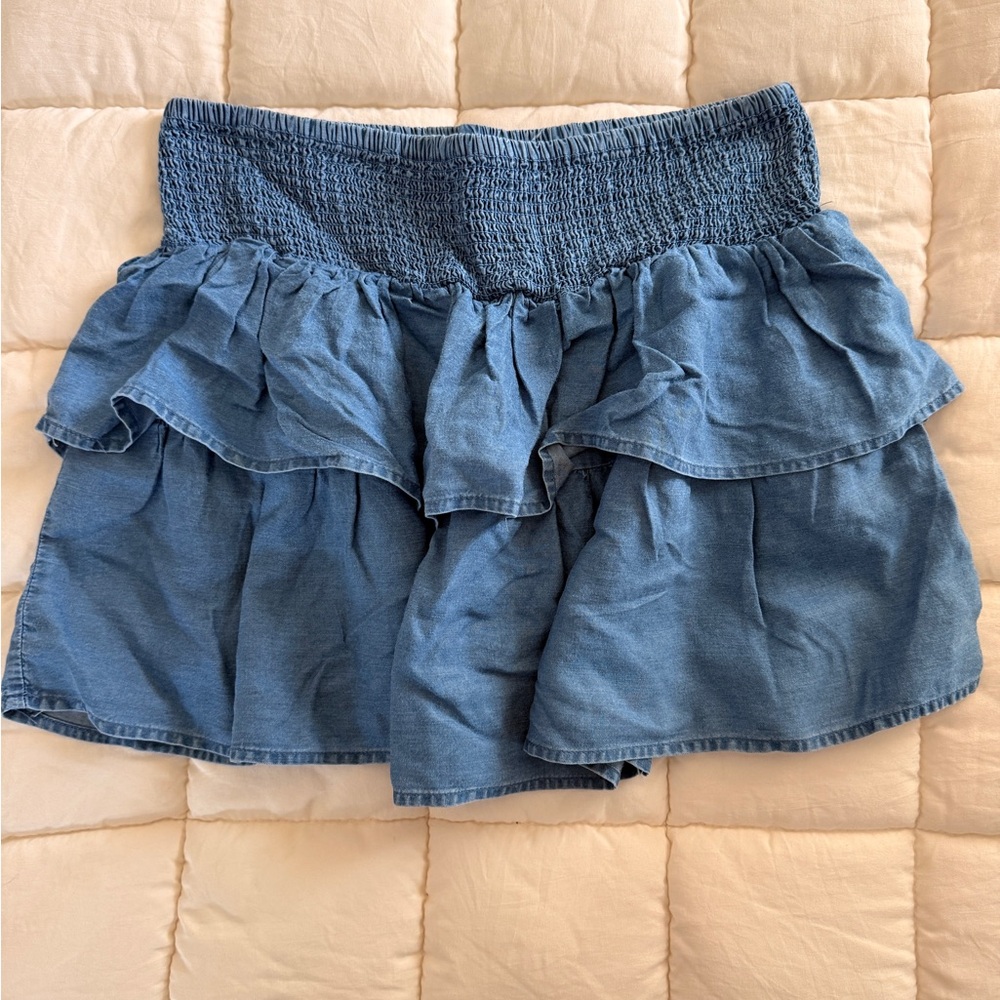 Love Tree Textured Blue Skirt